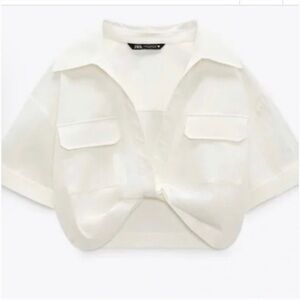 NWT ZARA WOMAN ECRU CROP TOP WITH KNOT TWIST 4688/005 SIZE M